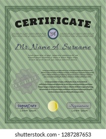 Green Awesome Certificate template. With background. Detailed. Perfect design. 