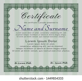 Green Awesome Certificate template. With background. Sophisticated design. Detailed. 