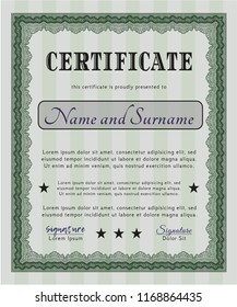 Green Awesome Certificate template. Beauty design. With guilloche pattern and background. Customizable, Easy to edit and change colors. 