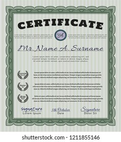 Green Awesome Certificate template. Complex background. Customizable, Easy to edit and change colors. Lovely design. 