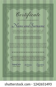 Green Awesome Certificate template. Complex background. Nice design. Detailed. 