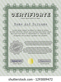 Green Awesome Certificate template. With complex background. Cordial design. Customizable, Easy to edit and change colors. 
