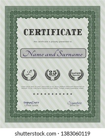 Green Awesome Certificate template. With complex background. Cordial design. Customizable, Easy to edit and change colors. 