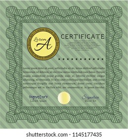 Green Awesome Certificate template. Customizable, Easy to edit and change colors. Easy to print. Money Pattern. 