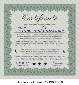 Green Awesome Certificate template. Customizable, Easy to edit and change colors. With great quality guilloche pattern. Money Pattern design. 