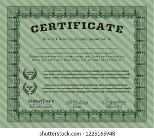 Green Awesome Certificate template. Customizable, Easy to edit and change colors. With linear background. Retro design. 