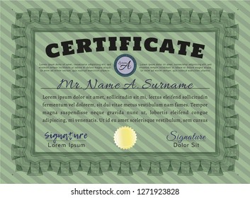 Green Awesome Certificate template. Customizable, Easy to edit and change colors. Easy to print. Money Pattern design. 