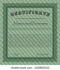 Green Awesome Certificate template. Customizable, Easy to edit and change colors. With quality background. Money design. 