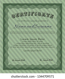 Green Awesome Certificate template. Easy to print. Vector illustration. Perfect design. 