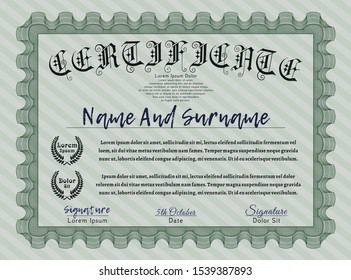 Green Awesome Certificate template. Elegant design. With complex background. Customizable, Easy to edit and change colors. 