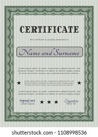 Green Awesome Certificate template. Excellent design. With background. Detailed. 