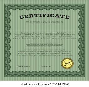 Green Awesome Certificate template. Excellent design. Customizable, Easy to edit and change colors. With background. 