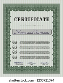 Green Awesome Certificate template. Excellent design. Customizable, Easy to edit and change colors. With linear background. 