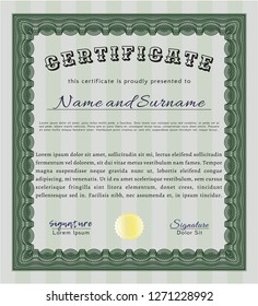 Green Awesome Certificate template. Excellent design. With great quality guilloche pattern. Customizable, Easy to edit and change colors. 