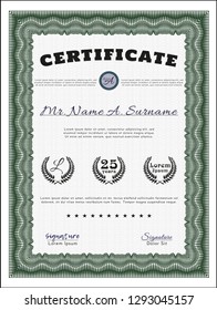 Green Awesome Certificate template. Good design. With guilloche pattern. Customizable, Easy to edit and change colors. 