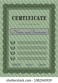 Green Awesome Certificate template. Good design. With quality background. Detailed. 