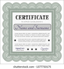 Green Awesome Certificate template. With guilloche pattern. Retro design. Customizable, Easy to edit and change colors. 