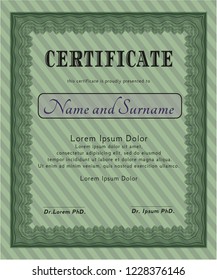 Green Awesome Certificate template. With linear background. Nice design. Customizable, Easy to edit and change colors. 