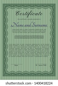 Green Awesome Certificate template. With linear background. Excellent design. Customizable, Easy to edit and change colors. 