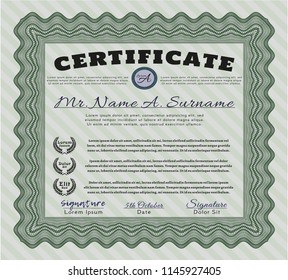 Green Awesome Certificate template. Money Pattern. Complex background. Customizable, Easy to edit and change colors. 