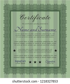 Green Awesome Certificate template. Money design. Vector illustration. Easy to print. 
