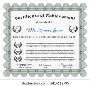 Green Awesome Certificate template. Money style design. Easy to print. Detailed. 