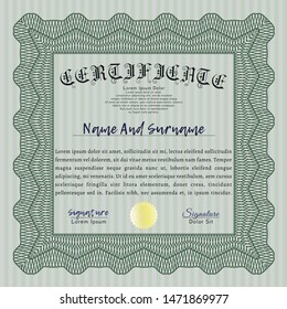 Green Awesome Certificate template. Money Pattern. Customizable, Easy to edit and change colors. Easy to print. 