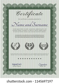 Green Awesome Certificate template. Perfect design. Complex background. Detailed. 