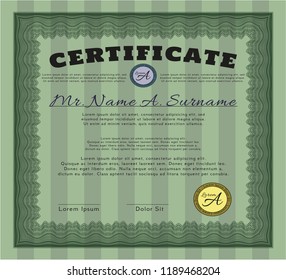 Green Awesome Certificate template. Perfect design. Customizable, Easy to edit and change colors. With background. 