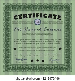 Green Awesome Certificate template. Perfect design. Easy to print. Customizable, Easy to edit and change colors. 