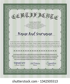 Green Awesome Certificate template. Perfect design. With background. Customizable, Easy to edit and change colors. 