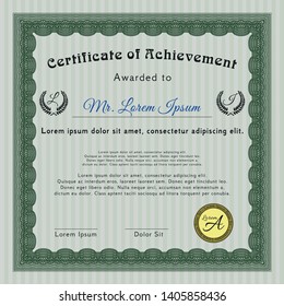 Green Awesome Certificate template. Printer friendly. Detailed. Sophisticated design. 