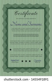 Green Awesome Certificate template. With quality background. Customizable, Easy to edit and change colors. Retro design. 