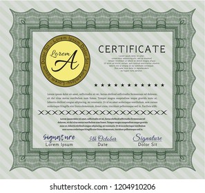 Green Awesome Certificate template. Retro design. Detailed. With quality background. 