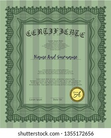 Green Awesome Certificate template. Superior design. Easy to print. Vector illustration. 