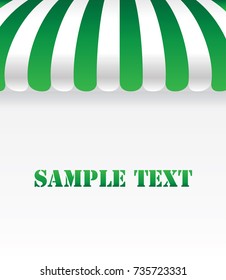 Green awning on white background