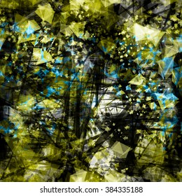 Green and azure abstract grunge pattern. The spots, splashes and scratches. Vector. Seamless