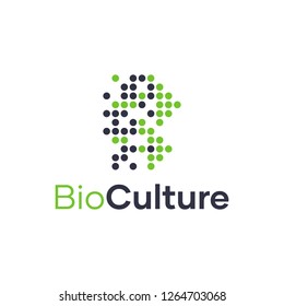 Green B Dots Letter Bio Culture Logo Design Template