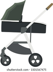 green baby carriage vector illustration