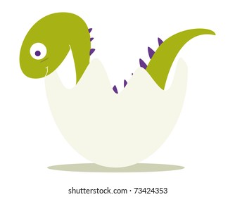 green baby dinosaur in shell