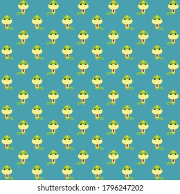Green baby snake with green background repeat pattern