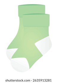 Green  baby sock. vector illustration