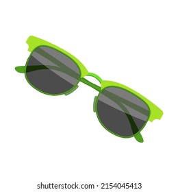 bebé verde Vidrio de moda. Ilustración vectorial de gafas con diferente forma y color. Accesorio de dibujos animados para la protección ocular contra el sol aislado sobre blanco