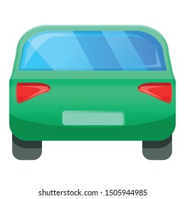 Green back car icon. Cartoon of green back car vector icon for web design isolated on white background