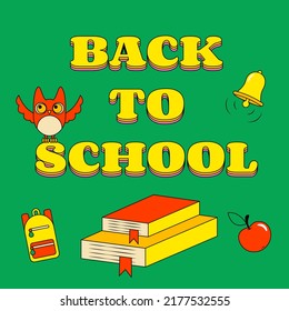 Green Back to School Banner in Retro Groove Style