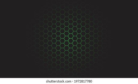Green backdrop and black hexagons abstract wallpaper vector design
