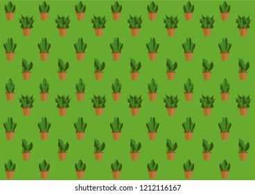 Green backdrop with a pattern of succulent plants 