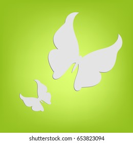 Green background with 3d butterflies