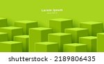 green background with 3d cubes of different height creating texture. Vector illustration