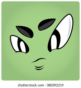Green background with an abstract angry face